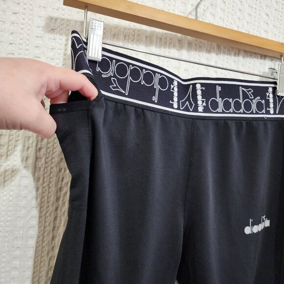 Vintage Diadora Women's Black Athletic Leggings Running Tech Tights Size Small - Picture 4 of 14
